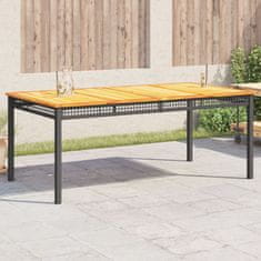 Petromila vidaXL Záhradný stôl čierny 180x90x75 cm polyratan akáciové drevo