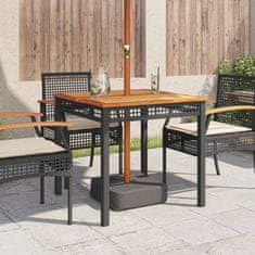 Vidaxl Záhradný stôl čierny 80x80x75 cm polyratan akáciové drevo