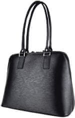 VegaLM Kožená kabelka s reliéfnym dezénom kože, čierna