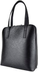 VegaLM Kožená vysoká kabelka s reliéfnym dezénom kože, čierna