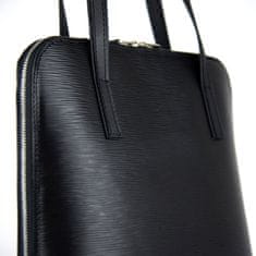 VegaLM Kožená vysoká kabelka s reliéfnym dezénom kože, čierna