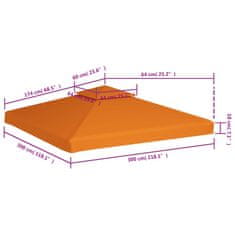 Petromila vidaXL Náhradná strieška na altánok 310 g/m², oranžová 3x3 m