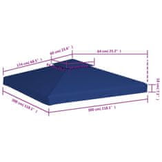 Petromila vidaXL Náhradná strieška na altánok 310 g/m², tmavomodrá 3x3 m