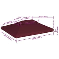 Petromila vidaXL Dvojitá strieška na altánok 310 g/m², 4x3 m, bordová