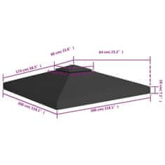 Vidaxl Dvojitá strieška na altánok 310 g/m², 3x3 m, čierna