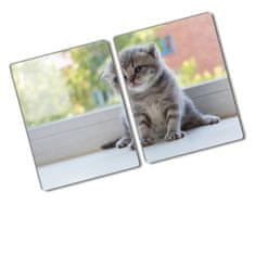 Wallmuralia.sk Kuchynská doska zo skla Malá mačka při okne 2x40x52 cm