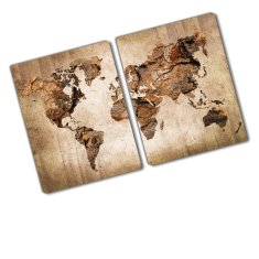 Wallmuralia.sk Kuchynská doska zo skla Mapa světa drevo 2x40x52 cm