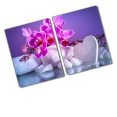 Wallmuralia.sk Doska na krájanie tvrdená Orchidea a srdce 2x40x52 cm