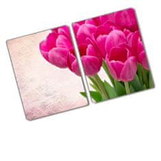 Wallmuralia.sk Doska na krájanie tvrdená Ružové tulipany 2x40x52 cm