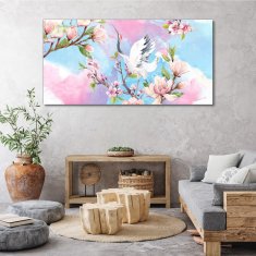 COLORAY.SK Obraz canvas Vetvy kvety zvieracie vták 140x70 cm