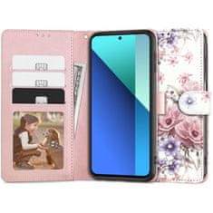 Tech-protect Wallet knižkové puzdro na Xiaomi Redmi Note 13 4G, blossom flower