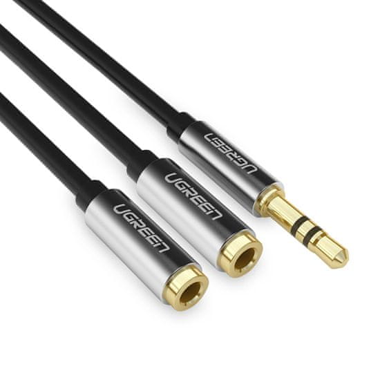 shumee Rozdeľovací audio kábel minijack 3,5 mm - 2x minijack 3,5 mm 21 cm čierny