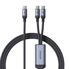 shumee 2v1 Speedy Series USB-C - 2x kábel USB-C 1,5 m čierny