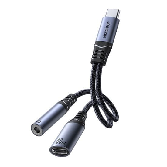 shumee Adaptér 2v1, nabíjačka + slúchadlá USB-C na USB-C / mini jack 3,5 mm čierny