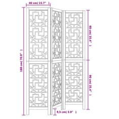 Vidaxl Paraván 3 panely hnedý masívne drevo paulownie