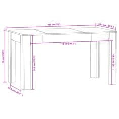 Vidaxl Jedálenský stôl betónovo-sivý 140x74,5x76 cm drevotrieska