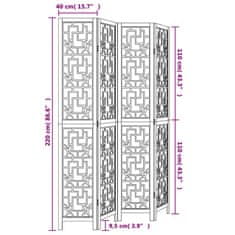 Vidaxl Paraván, 4 panely, hnedý, masívne drevo paulovnie
