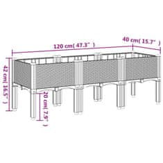 Petromila vidaXL Záhradný kvetináč s nohami hnedý 120x40x42 cm PP