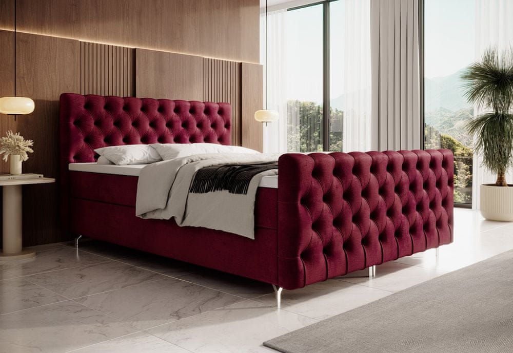 Veneti Čalúnená posteľ 180x200 ADRIA COMFORT PLUS s úložným priestorom - červená