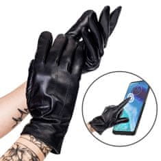 Rovicky Zateplené dámske rukavice z prírodnej kože s prešívaním - L