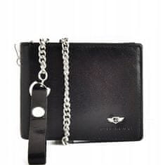 Peterson Čierna kožená pánska peňaženka s retiazkou