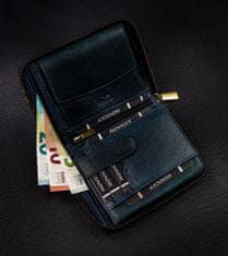 Always Wild Vertikálna pánska peňaženka so zipsom a prešívaním, prírodná koža