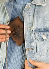 Inny Vertikálna pánska peňaženka z nubukovej kože s embosovaným motívom a retiazkou
