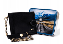 Peterson Horizontálna pánska peňaženka z prírodnej kože s retiazkou