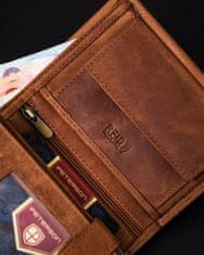 Peterson Pánska peňaženka bez zapínania z prírodnej nubukovej kože