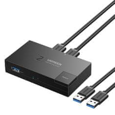 shumee Prepínač USB 3.0 obojsmerný prepínač pre dva počítače, čierny