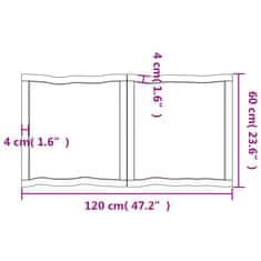 Vidaxl Stolová doska svetlohnedá 120x60x(2-4)cm ošetrený masív hrany