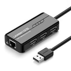 shumee HUB Sieťový adaptér USB-A - RJ45 10/100 Mbps / 3x USB 3.0 čierny