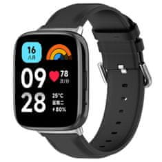 BStrap Leather remienok na Xiaomi Redmi Watch 3 Active / Lite, black