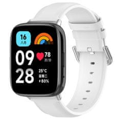 BStrap Leather remienok na Xiaomi Redmi Watch 3 Active / Lite, white