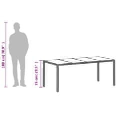 Petromila vidaXL Záhr.stôl so sklenenou doskou svetlosivý 190x90x75 cm polyratan
