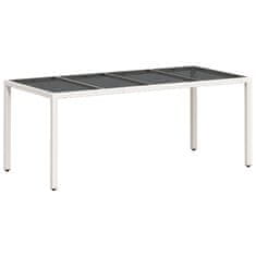 Petromila vidaXL Záhradný stôl so sklenenou doskou biely 190x90x75 cm polyratan
