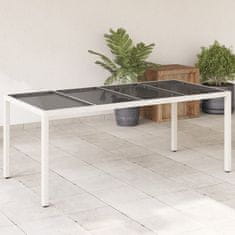 Petromila vidaXL Záhradný stôl so sklenenou doskou biely 190x90x75 cm polyratan