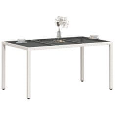 Petromila vidaXL Záhradný stôl so sklenenou doskou biely 150x90x75 cm polyratan