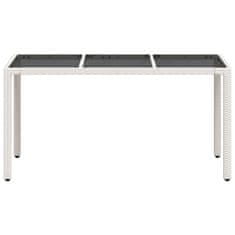 Petromila vidaXL Záhradný stôl so sklenenou doskou biely 150x90x75 cm polyratan