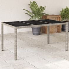 shumee Záhr.stôl so sklenenou doskou svetlosivý 150x90x75 cm polyratan
