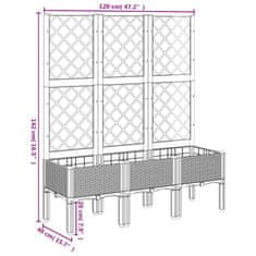 Vidaxl Záhradný kvetináč s mriežkou, svetlosivý 120x40x142 cm, PP