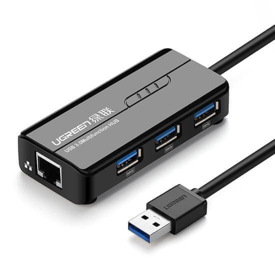 shumee HUB Sieťový adaptér USB-A - RJ45 1000 Mbps / 3x USB 3.0 čierny