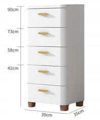 Korbi BIELA SKRINKA S ŠUPĽAMI DO KÚPEĽNE 5 ŠUPĽOV VYSOKÁ 39cm RG18