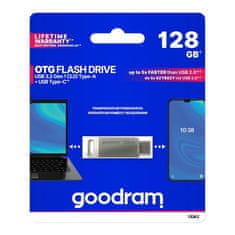 shumee Pendrive 128 GB, dva konektory USB 3.2 + USB-C OTG ODA3, strieborný