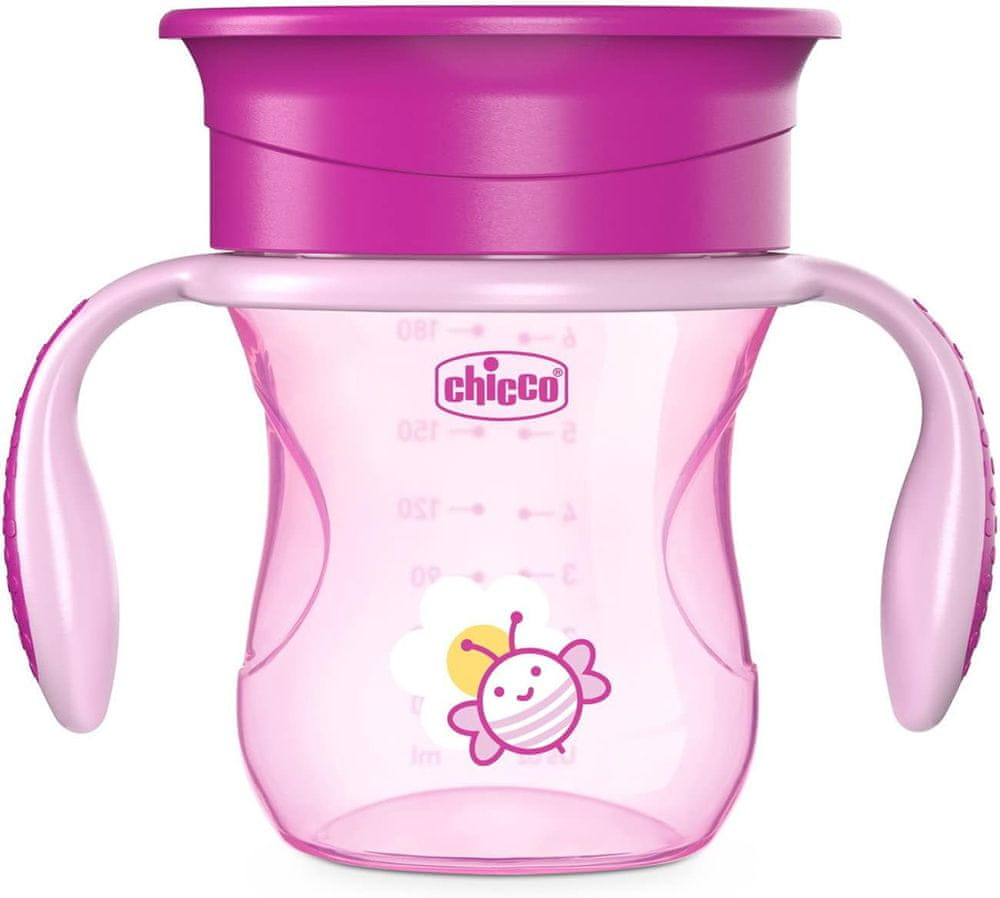 Chicco Hrneček Perfect 360 s držadly 200 ml 12m+ ružová