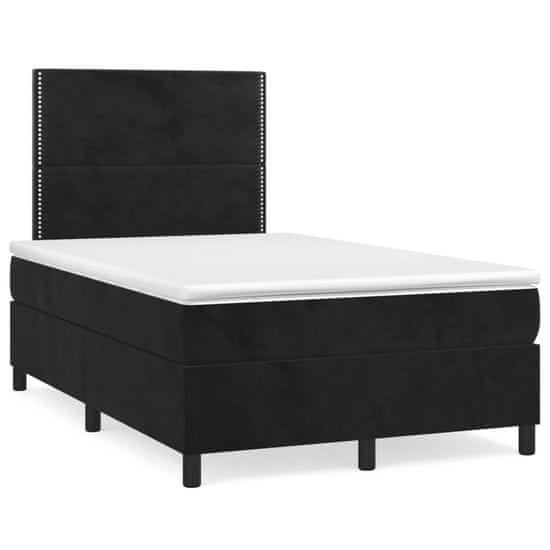 shumee Boxspring posteľ s matracom a LED, čierna 120x190 cm, zamat