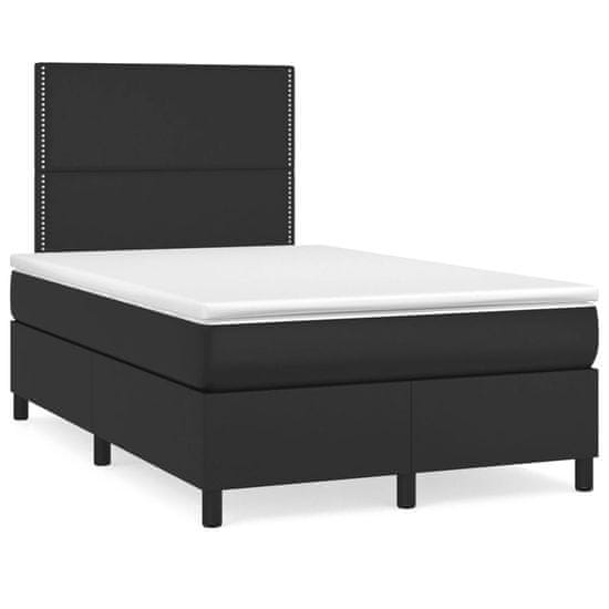 shumee Boxspring posteľ s matracom a LED, čierna 120x190cm, umelá koža