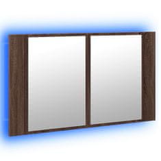Petromila vidaXL LED kúpeľňová zrkadlová skrinka hnedý dub 80x12x45 cm akryl