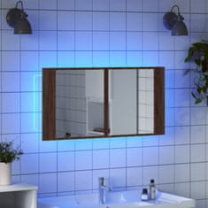 Petromila vidaXL LED kúpeľňová zrkadlová skrinka hnedý dub 90x12x45 cm akryl