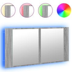 Petromila vidaXL LED kúpeľňová zrkadlová skrinka sivá sonoma 90x12x45 cm akryl